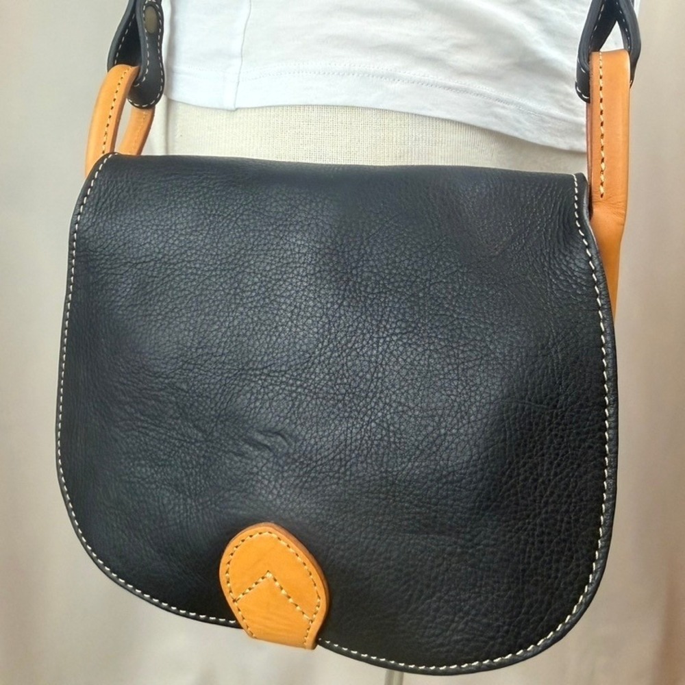 FREDD+BASHA Crossbody Bag Pebbled Black Leather 9x9 Boho Festival Western